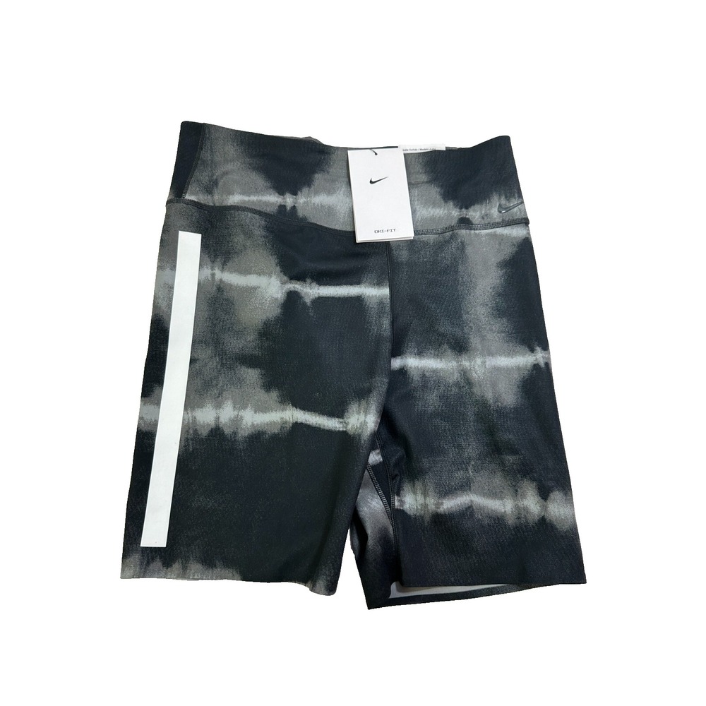 Nike Women One Luxe 7" Mid-Rise Shorts Black White Tie Dye XS DO7814-010